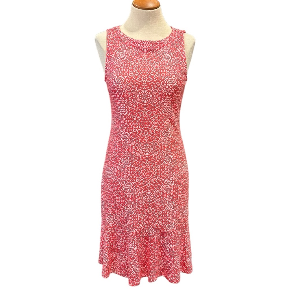 TOMMY BAHAMA RED WHITE PRINT KNIT SUMMER TANK DRESS BEACH RESORTWEAR COASTAL